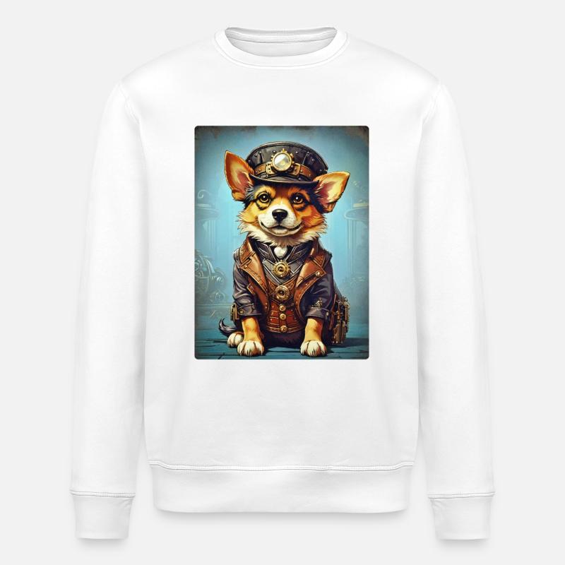 Steampunk Hund 1.17 - Stanley/Stella Unisex Bio-Sweatshirt ROLLER - Weiß
