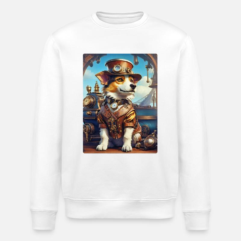Chien Steampunk 1.18 - Sweat bio ROLLER Stanley/Stella Unisexe - blanc