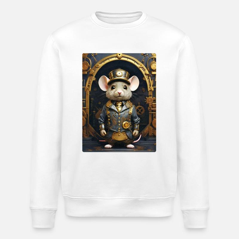 Steampunk Mouse 1.6 - Stanley/Stella ROLLER Unisex Organic Sweatshirt - white