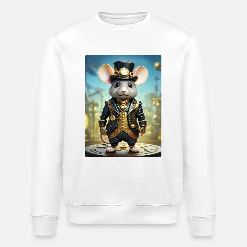 Steampunk Mouse 1.1 - Stanley/Stella ROLLER Unisex Organic Sweatshirt - white