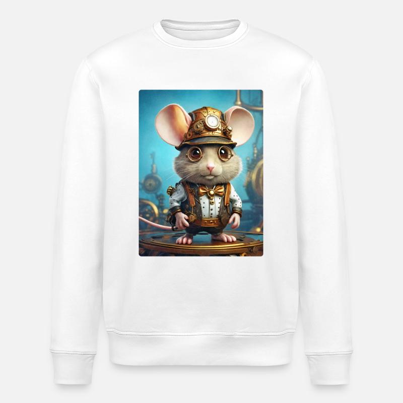 Steampunk Mouse 1.2 - Stanley/Stella ROLLER Unisex Organic Sweatshirt - white