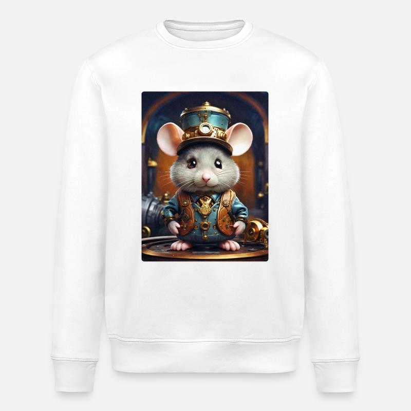 Steampunk Mouse 1.8 - Stanley/Stella ROLLER Unisex Organic Sweatshirt - white