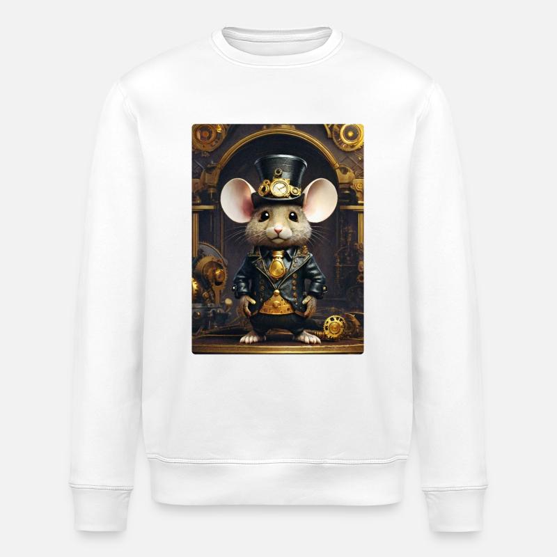 Steampunk Maus 1.7 - Stanley/Stella Unisex Bio-Sweatshirt ROLLER - Weiß