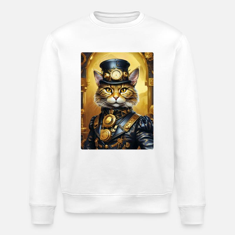 Chat Steampunk 1.2 - Sweat bio ROLLER Stanley/Stella Unisexe - blanc