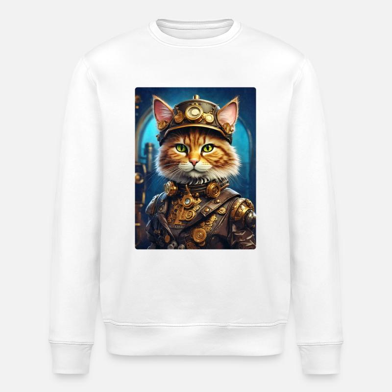 Chat steampunk 1.3 - Sweat bio ROLLER Stanley/Stella Unisexe - blanc