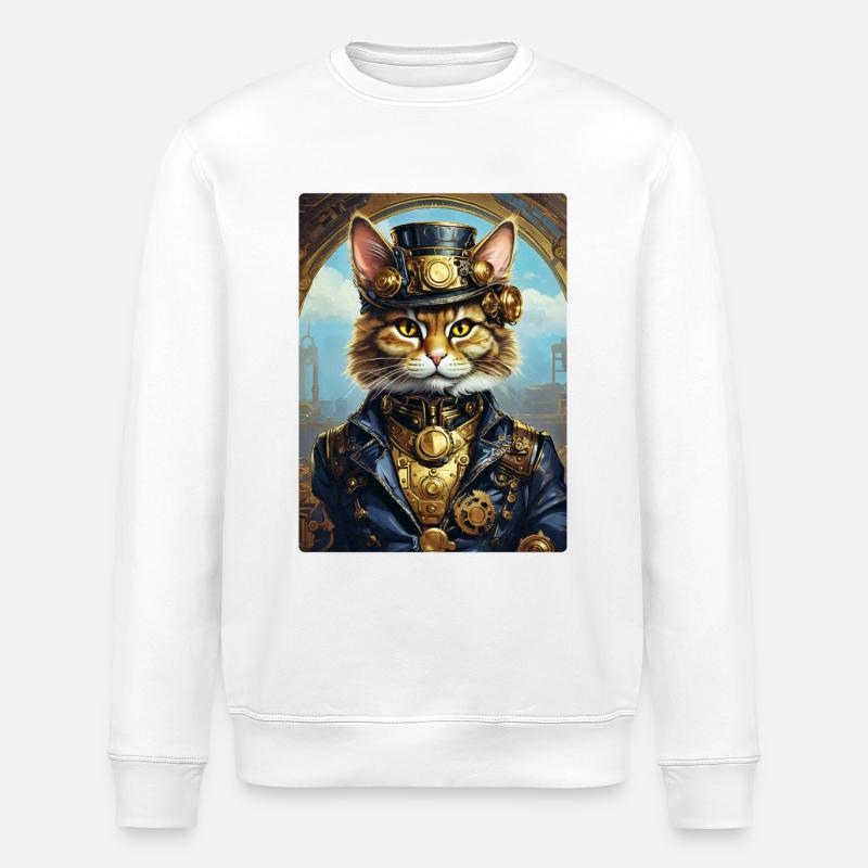 Chat steampunk 1.11 - Sweat bio ROLLER Stanley/Stella Unisexe - blanc