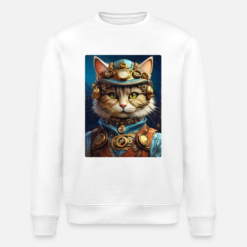 Chat steampunk 1.10 - Sweat bio ROLLER Stanley/Stella Unisexe - blanc