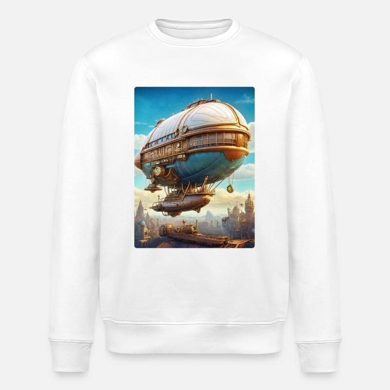 Steampunk Luftschiff 1.1 - Stanley/Stella Unisex Bio-Sweatshirt ROLLER - Weiß