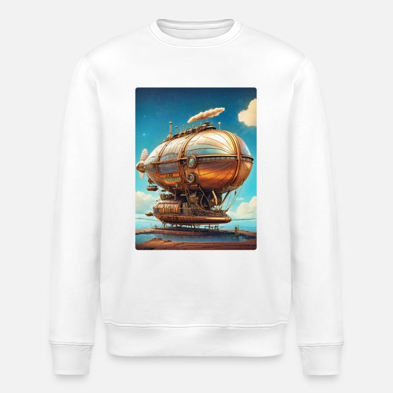Dirigeable Steampunk 1.8 - Sweat bio ROLLER Stanley/Stella Unisexe - blanc
