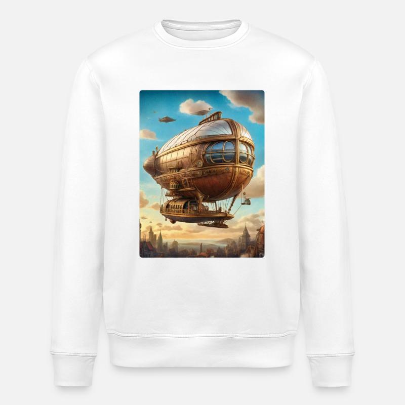 Dirigeable Steampunk 1.7 - Sweat bio ROLLER Stanley/Stella Unisexe - blanc