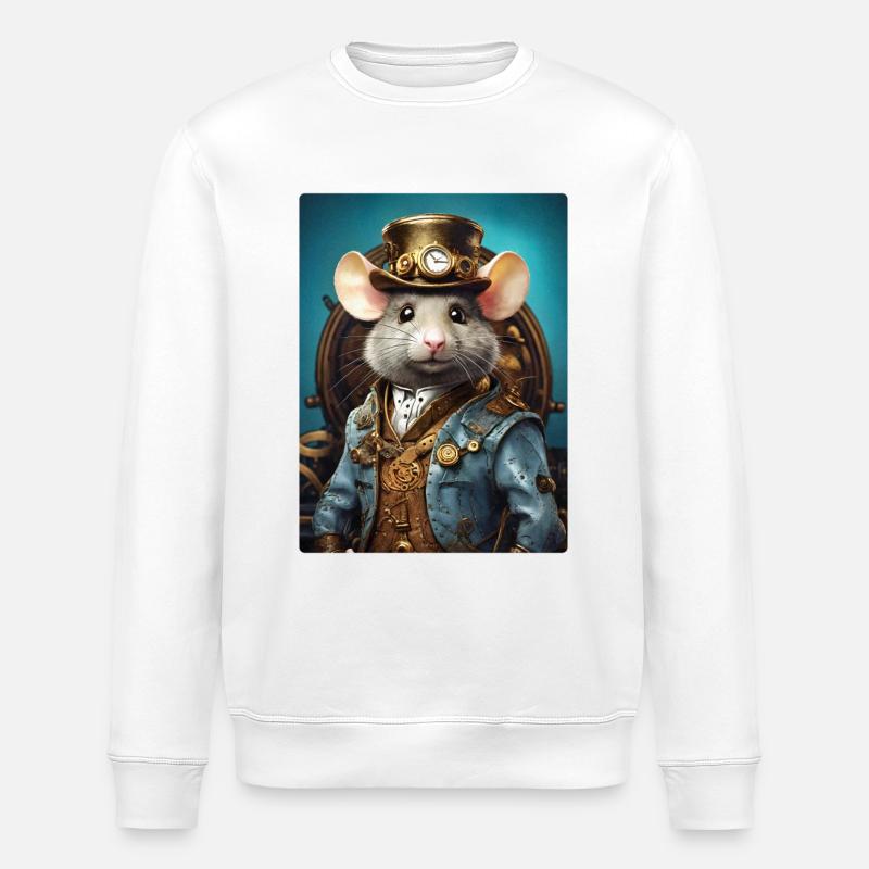 Steampunk Ratte 1.4 - Stanley/Stella Unisex Bio-Sweatshirt ROLLER - Weiß