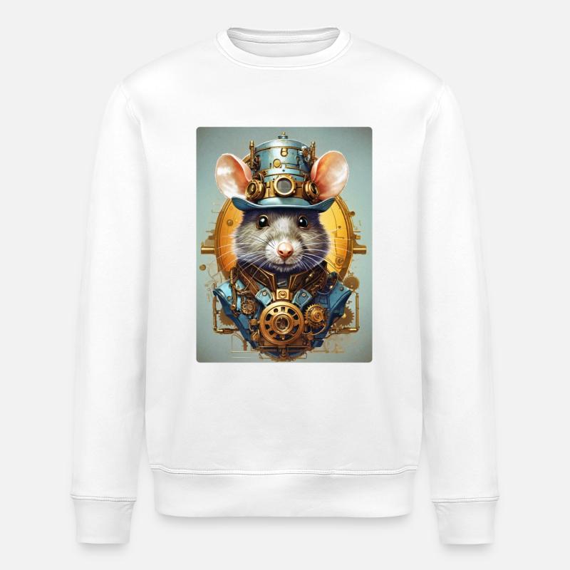Steampunk Rat 1.5 - Stanley/Stella ROLLER Unisex Organic Sweatshirt - white