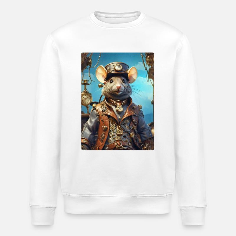 Steampunk Rat 1.3 - Stanley/Stella ROLLER Unisex Organic Sweatshirt - white