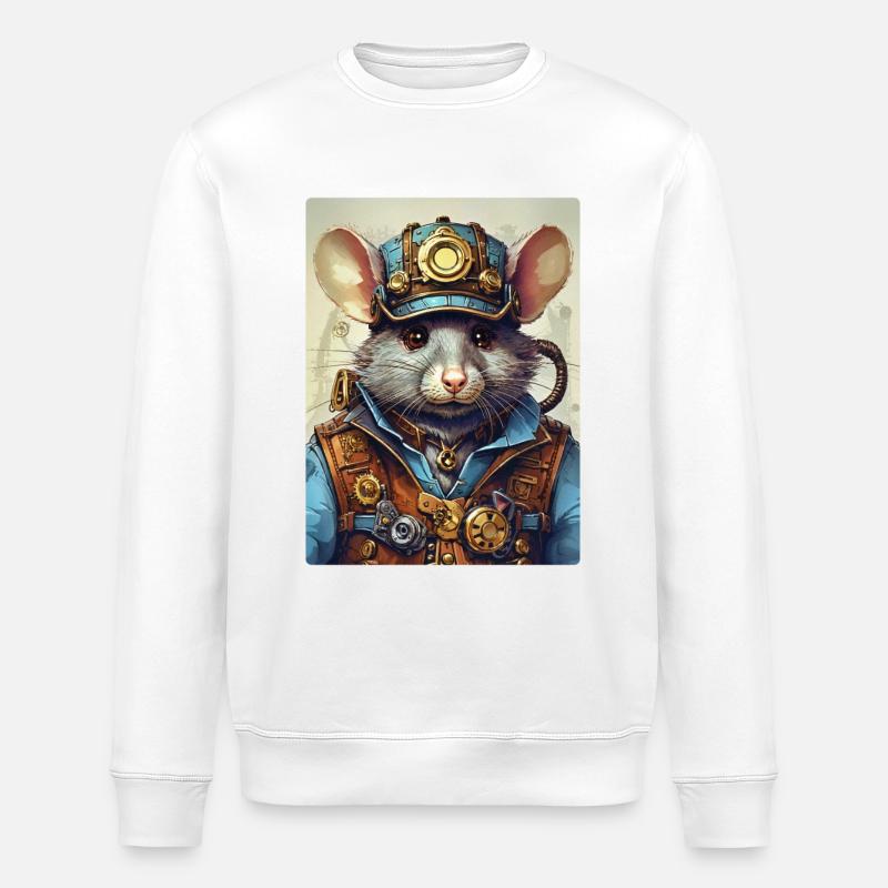 Rat steampunk 1.11 - Sweat bio ROLLER Stanley/Stella Unisexe - blanc
