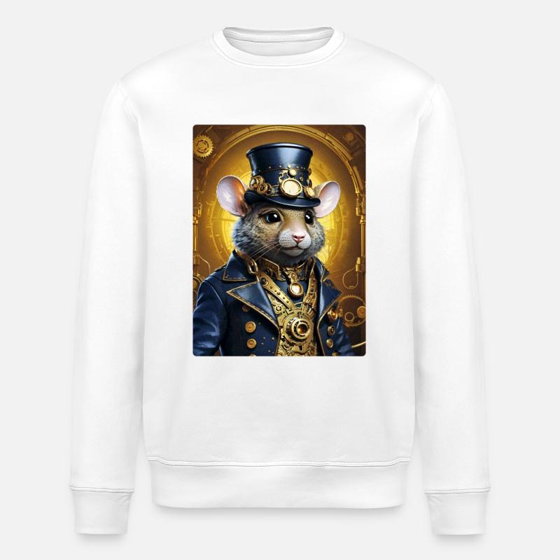 Steampunk Ratte 1.10 - Stanley/Stella Unisex Bio-Sweatshirt ROLLER - Weiß