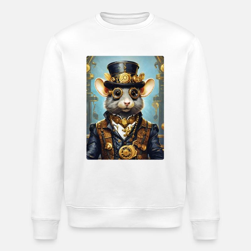 Steampunk Ratte 1.6 - Stanley/Stella Unisex Bio-Sweatshirt ROLLER - Weiß