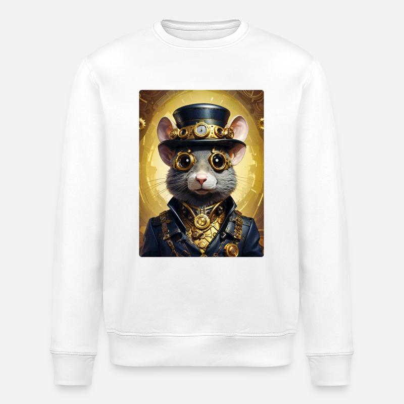 Steampunk Rat 1.14 - Stanley/Stella ROLLER Unisex Organic Sweatshirt - white