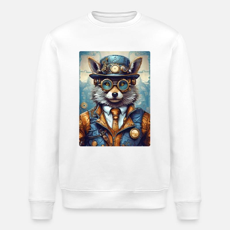 Steampunk Wolf 1.10 - Stanley/Stella ROLLER Unisex Organic Sweatshirt - white