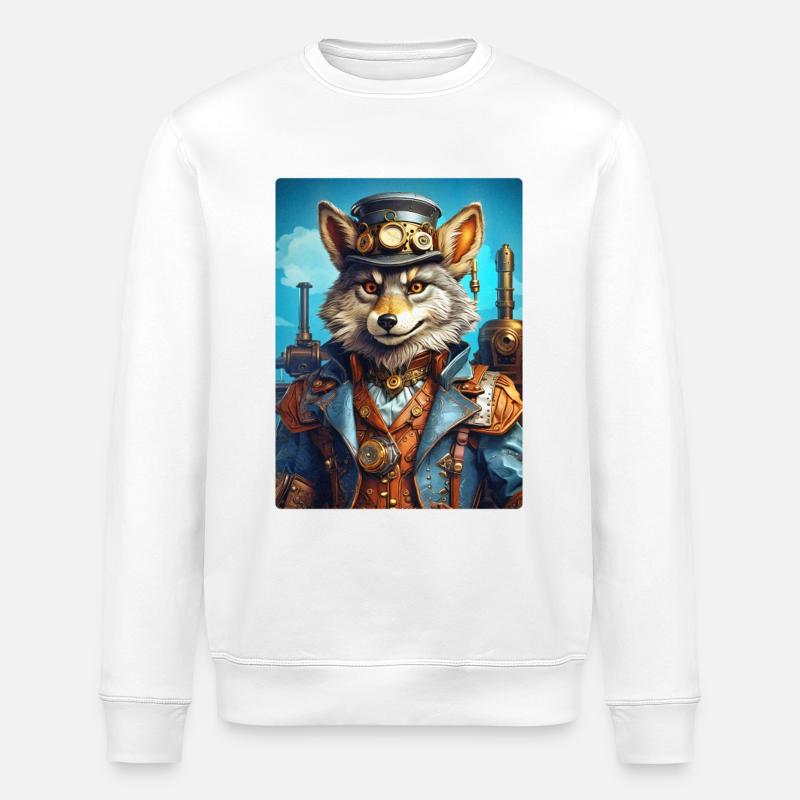 Steampunk Wolf 1.14 - Stanley/Stella Unisex Bio-Sweatshirt ROLLER - Weiß