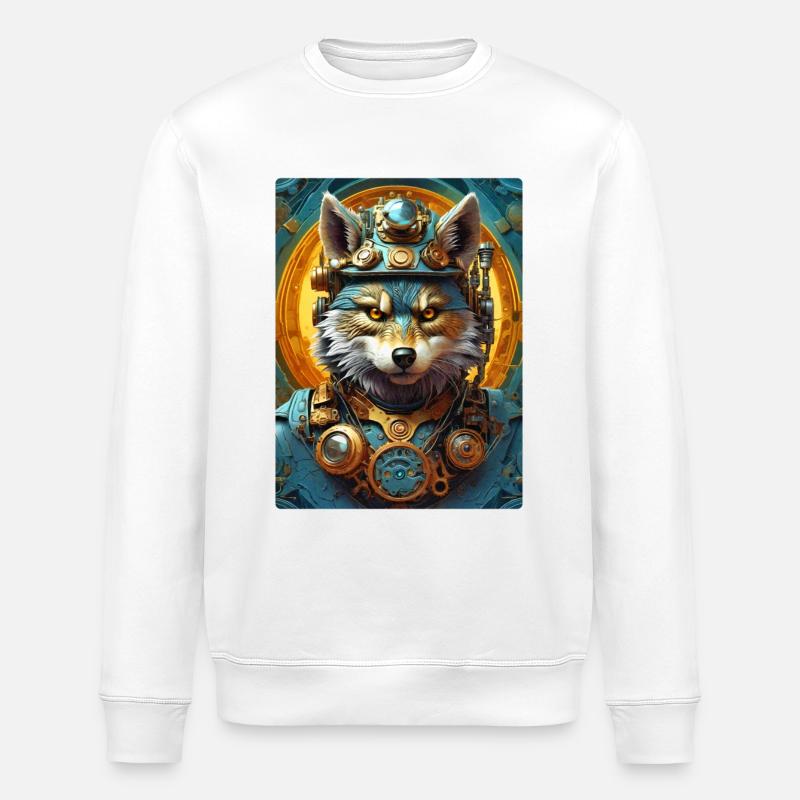 Steampunk Wolf 1.1 - Stanley/Stella Unisex Bio-Sweatshirt ROLLER - Weiß