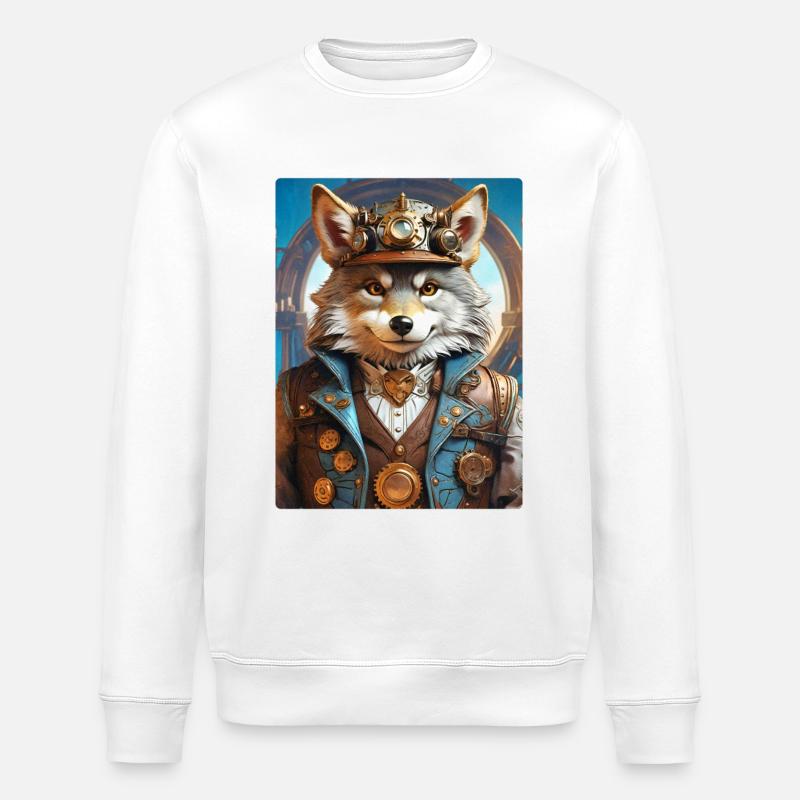 Steampunk Wolf 1.2 - Stanley/Stella Unisex Bio-Sweatshirt ROLLER - Weiß