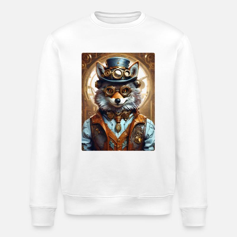 Steampunk Wolf 1.5 - Stanley/Stella Unisex Bio-Sweatshirt ROLLER - Weiß