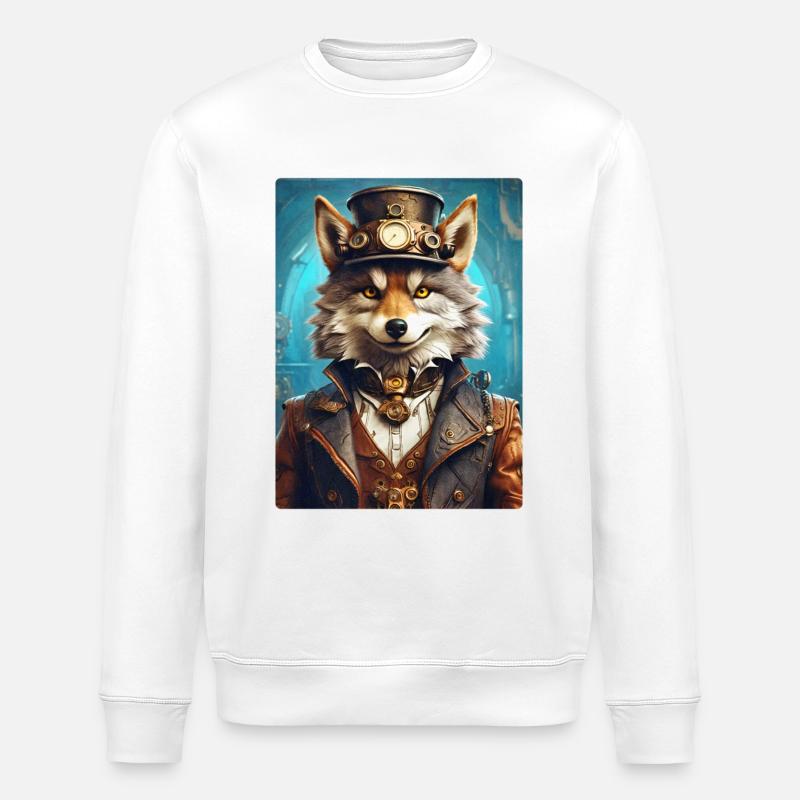 Steampunk Wolf 1.6 - Stanley/Stella Unisex Bio-Sweatshirt ROLLER - Weiß