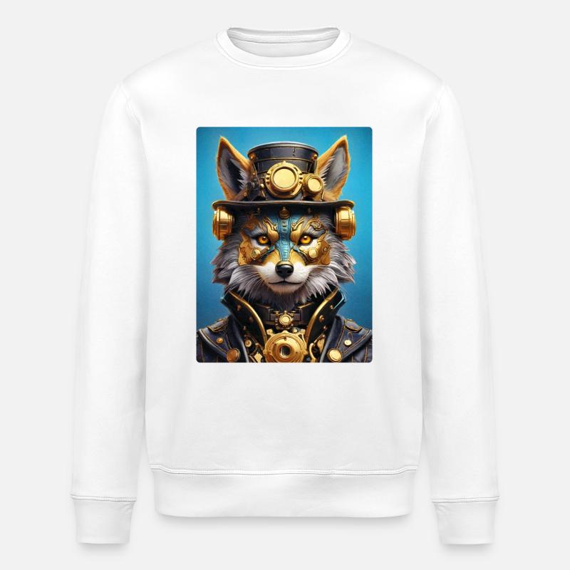 Steampunk Wolf 1.9 - Stanley/Stella ROLLER Unisex Organic Sweatshirt - white