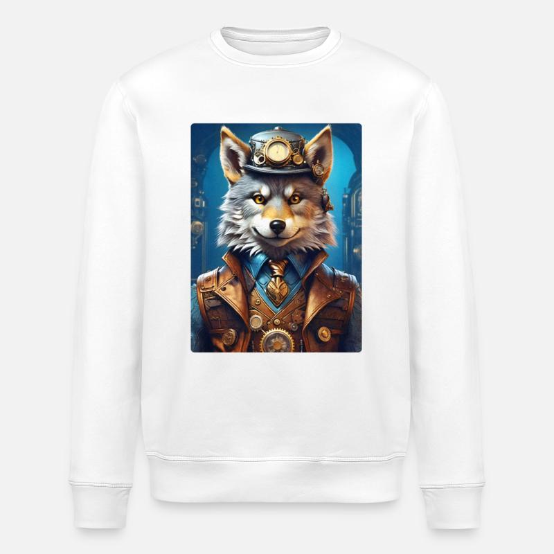 Loup Steampunk 1.12 - Sweat bio ROLLER Stanley/Stella Unisexe - blanc