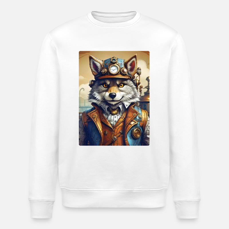 Steampunk Wolf 1.22 - Stanley/Stella ROLLER Unisex Organic Sweatshirt - white