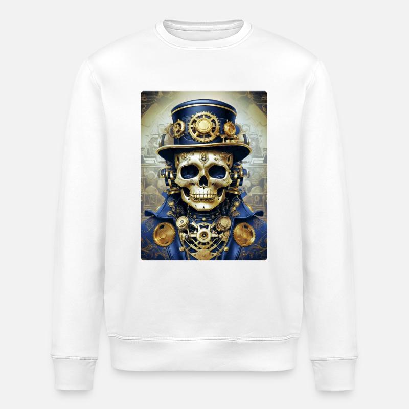 Crâne Steampunk 1.11 - Sweat bio ROLLER Stanley/Stella Unisexe - blanc