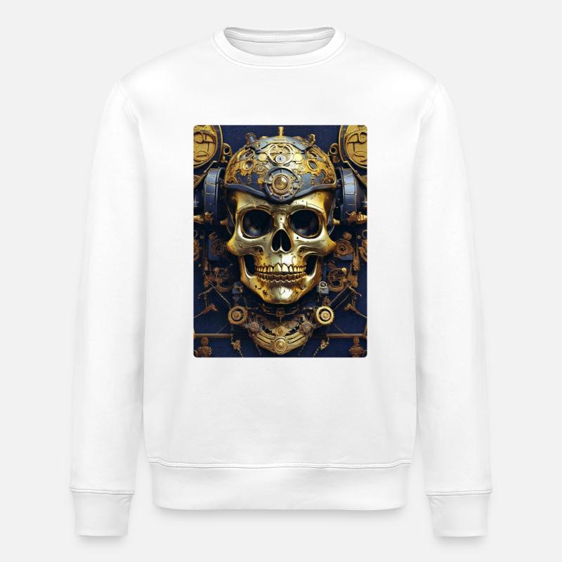 Steampunk Skull 1.10 - Stanley/Stella ROLLER Unisex Organic Sweatshirt - white