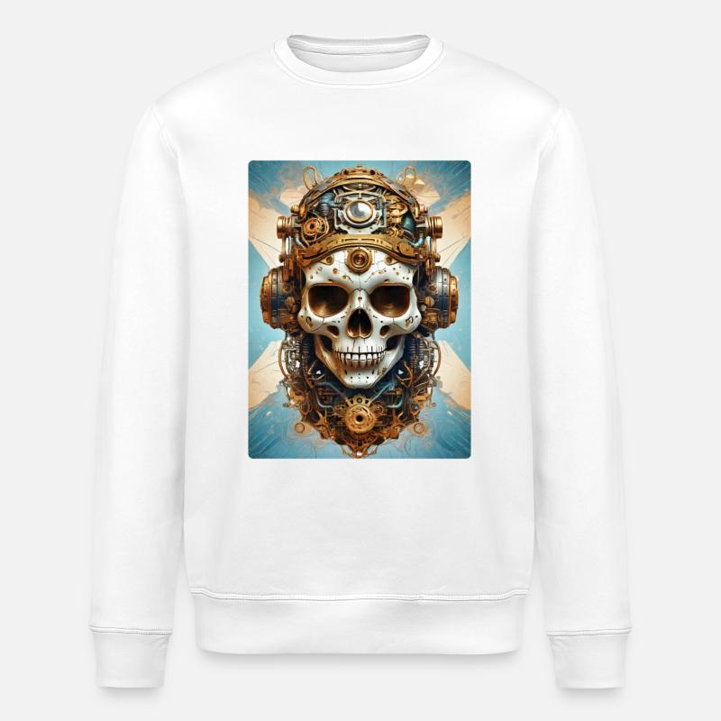 Crâne Steampunk 1.2 - Sweat bio ROLLER Stanley/Stella Unisexe - blanc