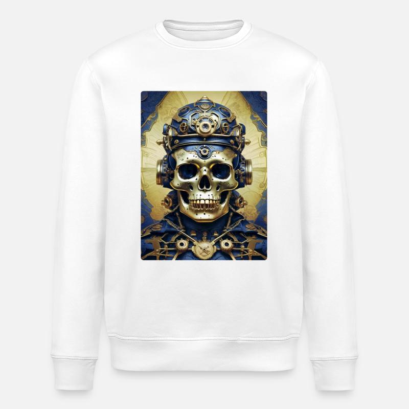 Crâne Steampunk 1.3 - Sweat bio ROLLER Stanley/Stella Unisexe - blanc