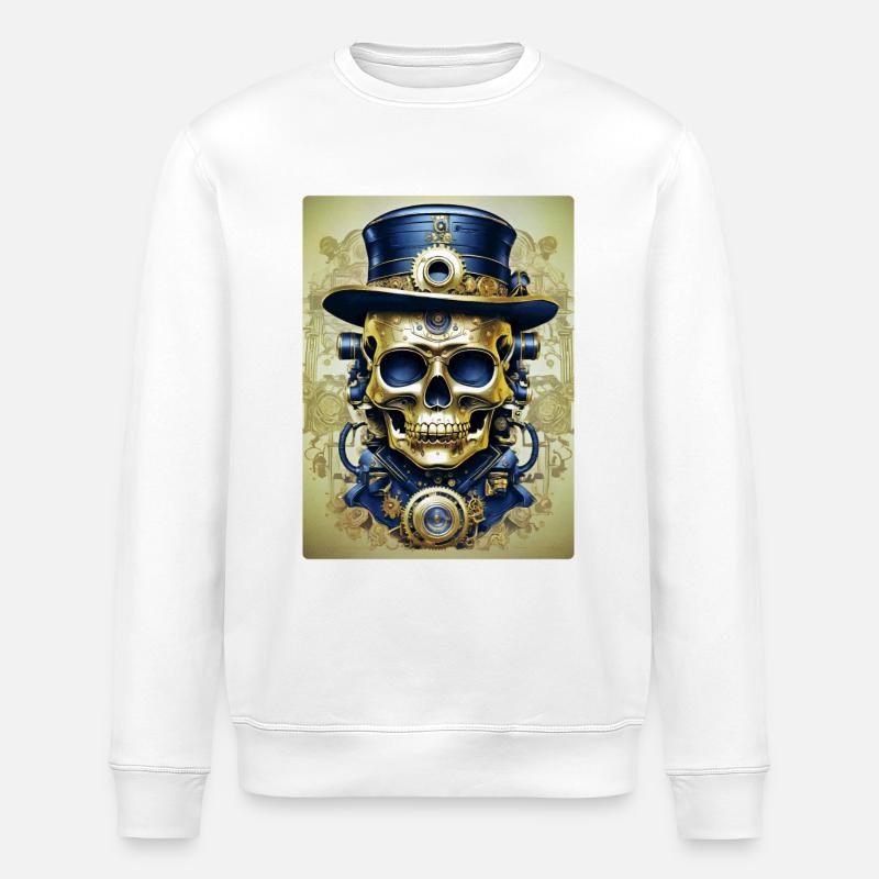 Crâne Steampunk 1.12 - Sweat bio ROLLER Stanley/Stella Unisexe - blanc
