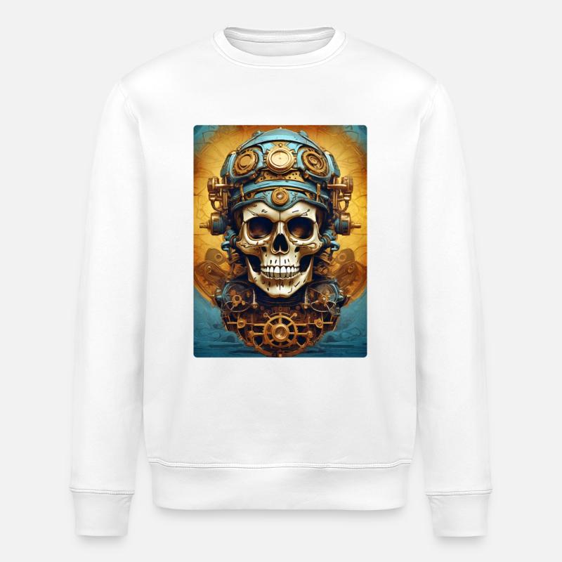 Steampunk Skull 1.14 - Stanley/Stella ROLLER Unisex Organic Sweatshirt - white