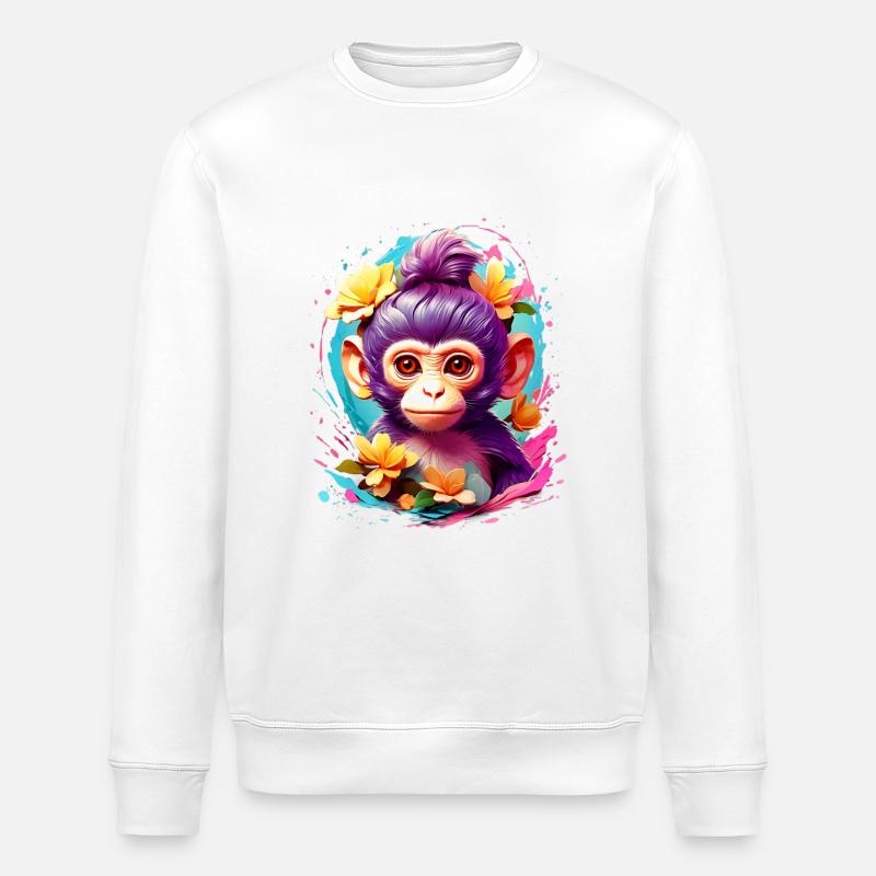 Affe Monkey V1 24 01 - Stanley/Stella Unisex Bio-Sweatshirt ROLLER - Weiß