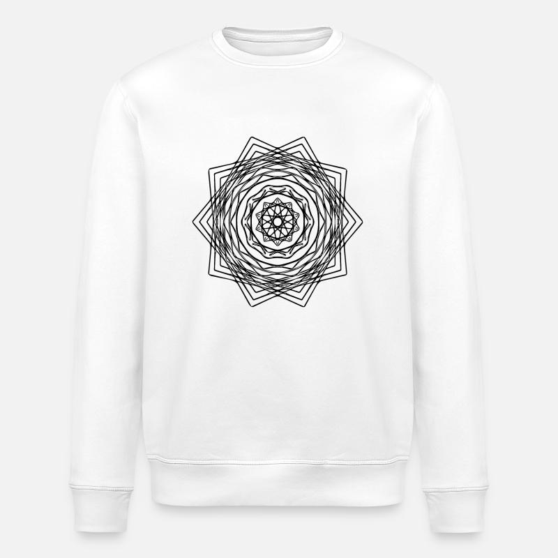 Forme carrée géométrique Mandala - Sweat bio ROLLER Stanley/Stella Unisexe - blanc