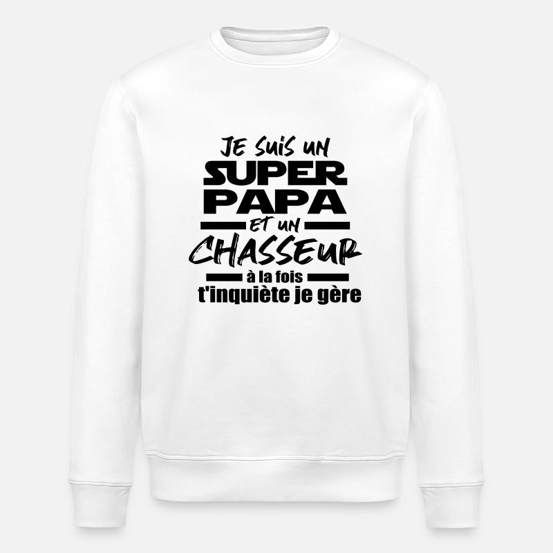 un super papa et chasseur - Sweat bio ROLLER Stanley/Stella Unisexe - blanc