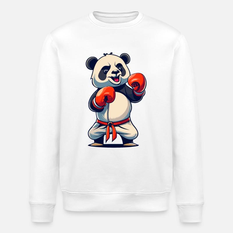 Panda boxt - Stanley/Stella Unisex Bio-Sweatshirt ROLLER - Weiß