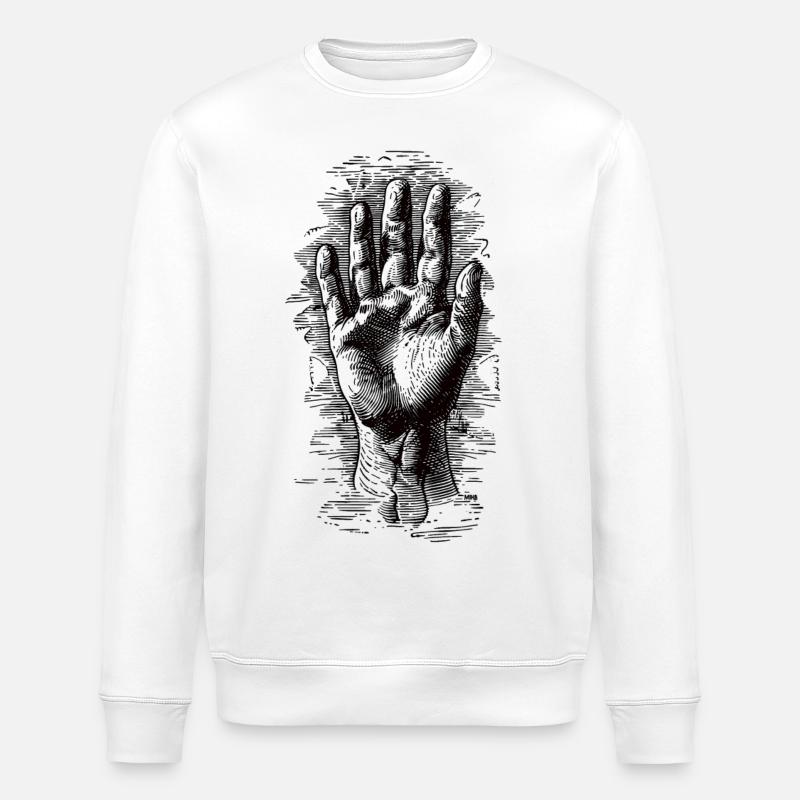 Sketch Hand - Stanley/Stella ROLLER Unisex Organic Sweatshirt - white