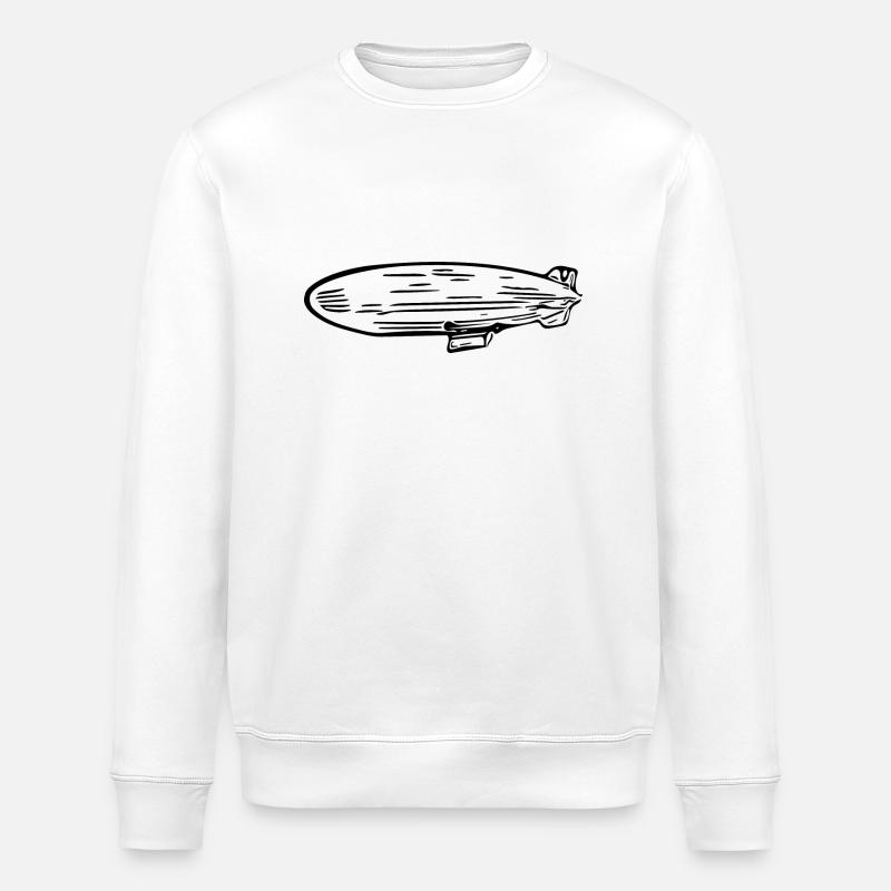 Zeppelin Airship Fan Design - Stanley/Stella ROLLER Unisex Organic Sweatshirt - white