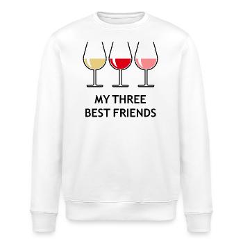 My Three Best Friends (Wein Bauchig Offen) - Stanley/Stella Unisex Bio-Sweatshirt ROLLER - Weiß - Vorne - Nik (191cm)