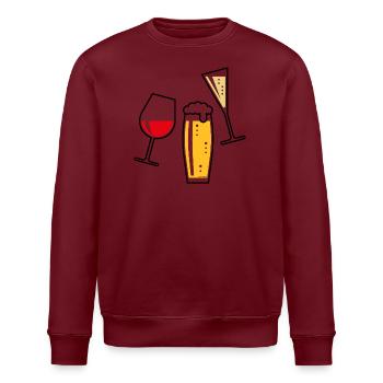 Wein Bier Sekt (Weinglas Bierglas Sektflöte / 4C) - Stanley/Stella Unisex Bio-Sweatshirt ROLLER - Weiß - Vorne - Nik (191cm)
