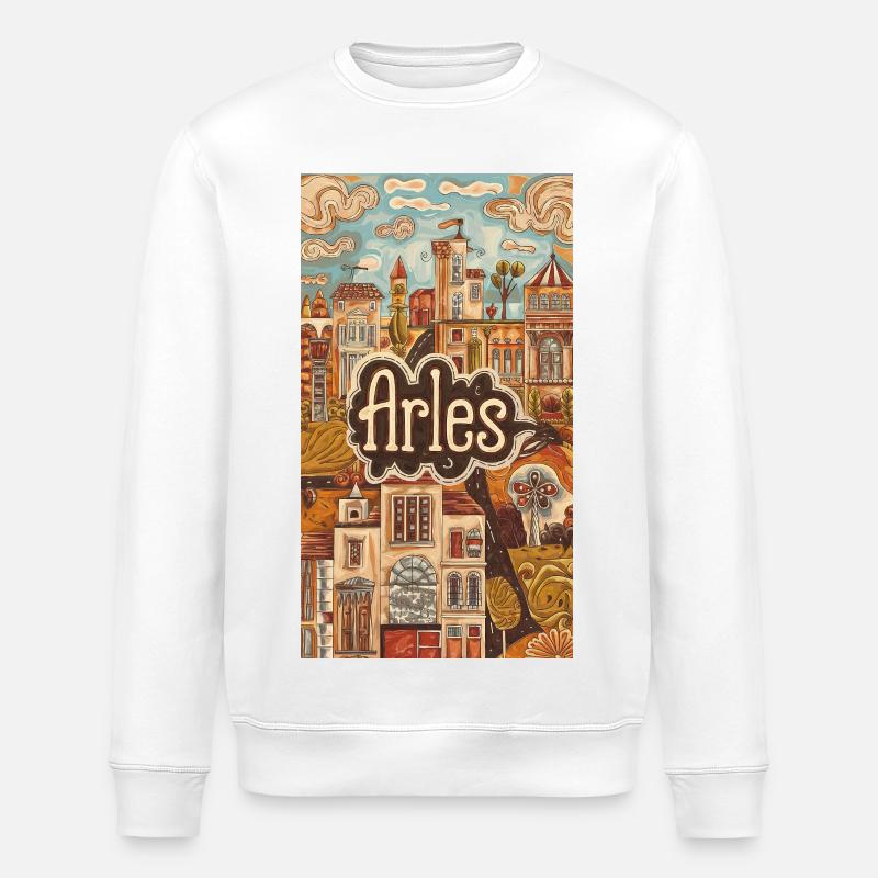 Arles Townscape Dreamscape - Stanley/Stella ROLLER Unisex Organic Sweatshirt - white