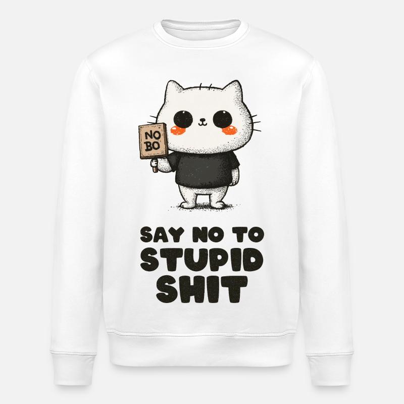 Kuschelige Katze sagt Nein - Stanley/Stella Unisex Bio-Sweatshirt ROLLER - Weiß