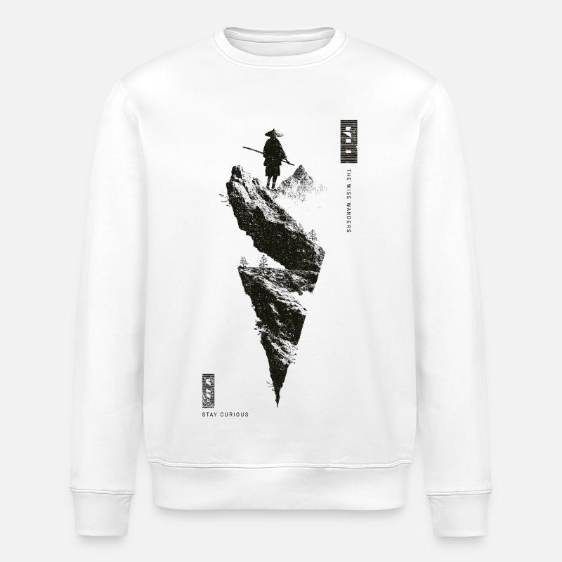 Hikers on the ledge - Stanley/Stella ROLLER Unisex Organic Sweatshirt - white