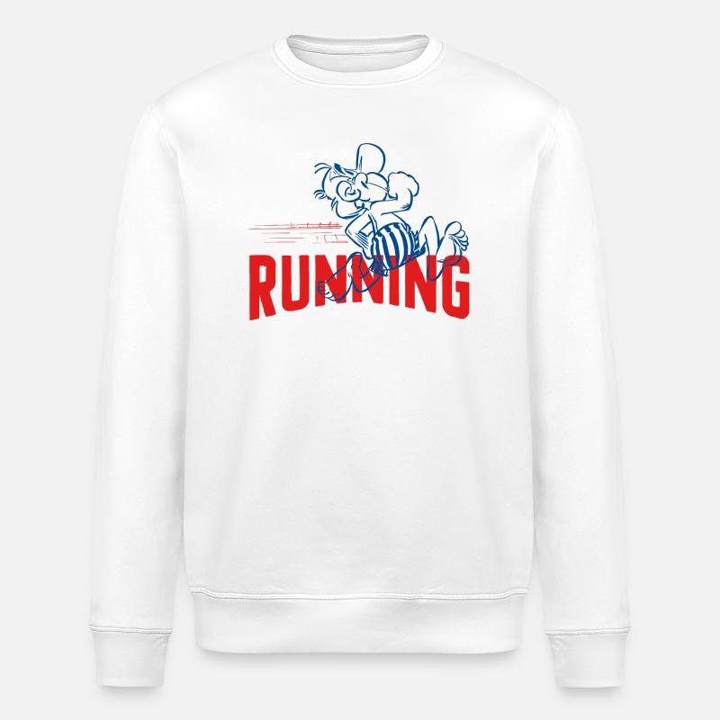 Asterix & Obelix Asterix Running Design - Stanley/Stella ROLLER Unisex Organic Sweatshirt - white