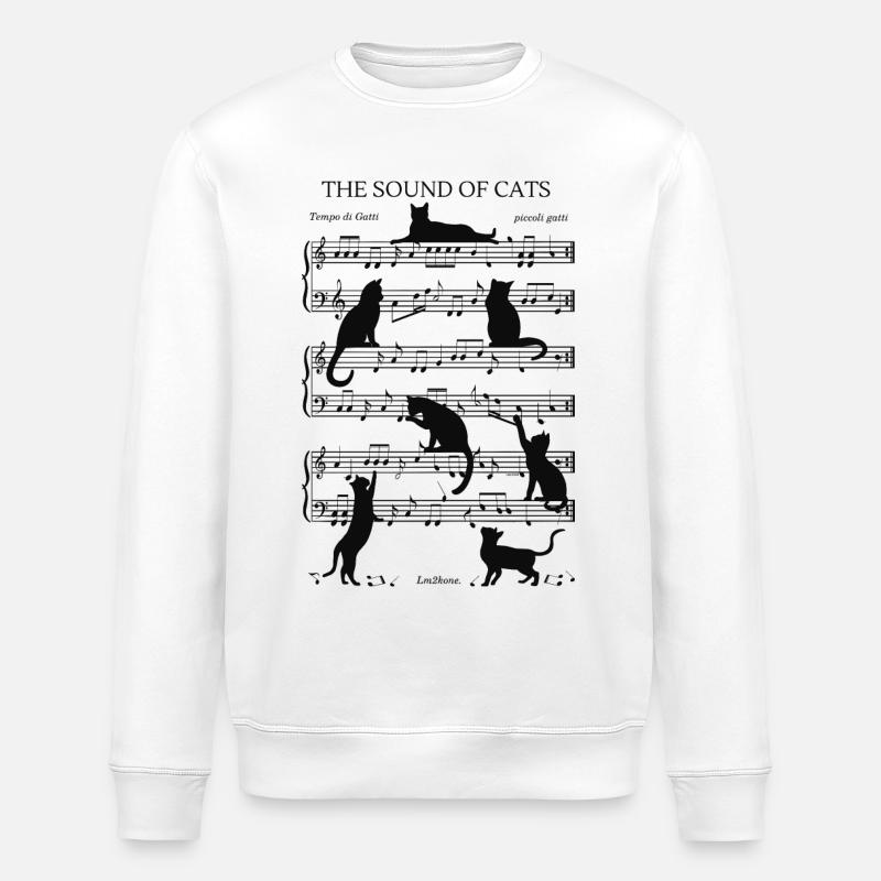 Chats musical notes black - Sweat bio ROLLER Stanley/Stella Unisexe - blanc