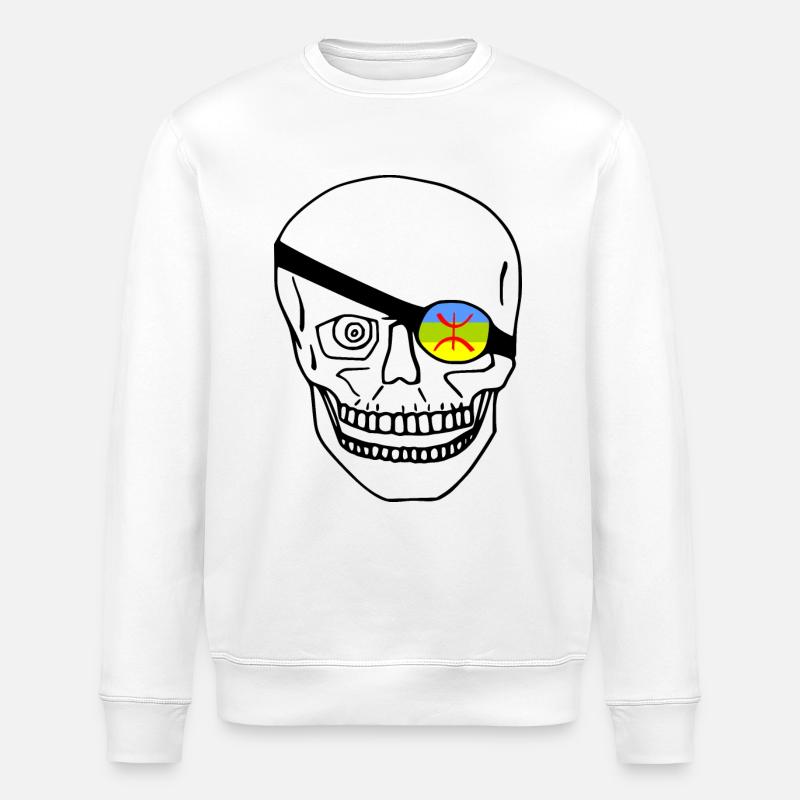 Crâne de drapeau amazigh - Sweat bio ROLLER Stanley/Stella Unisexe - blanc